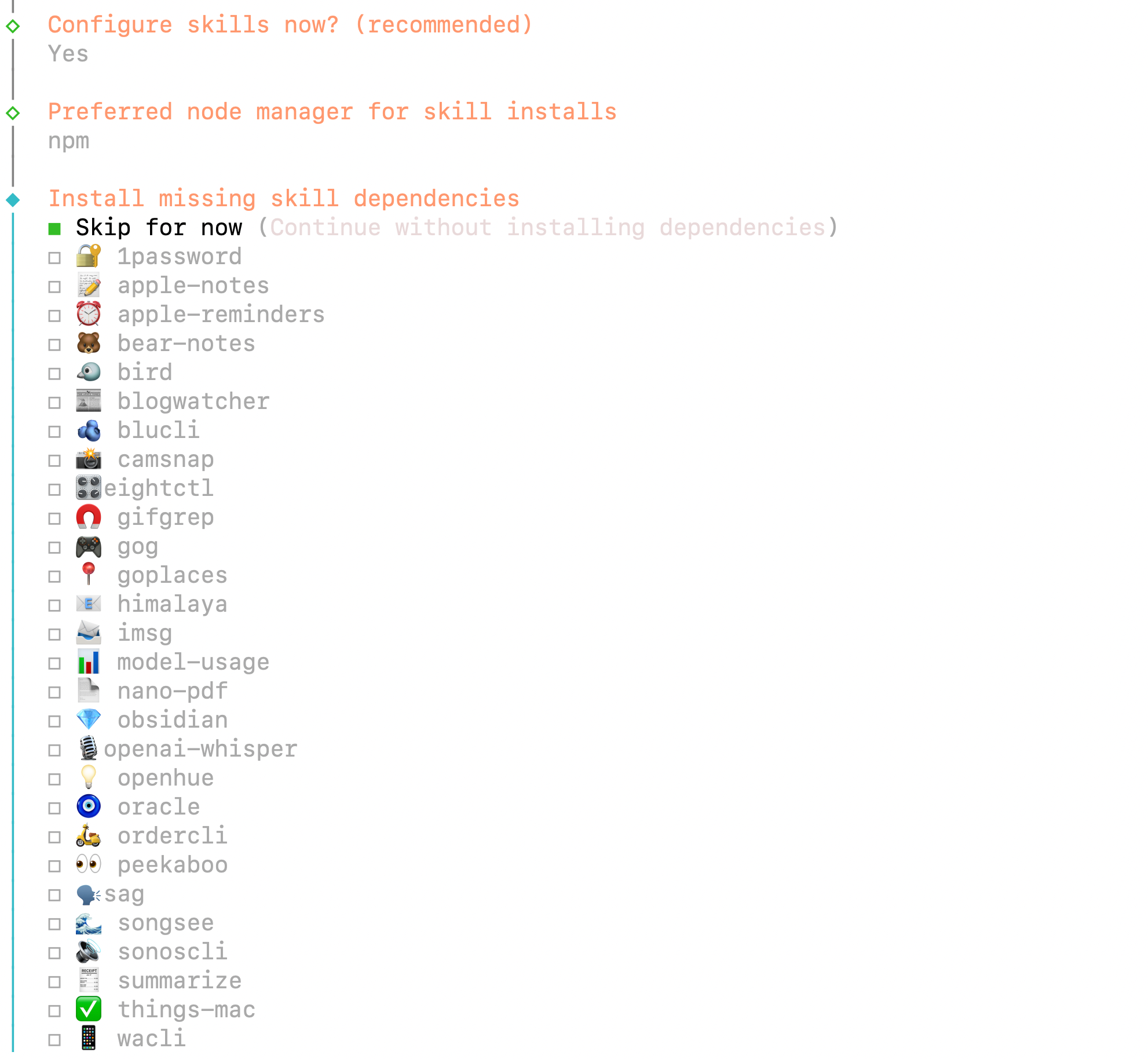 현재 OpenClaw가 지원하는 Skill들. 이외에도 다양한 Skill을 추가할 수 있다. 출처: (https://www.codecademy.com/article/open claw tutorial installation to first chat setup) (Code Academy Teams)