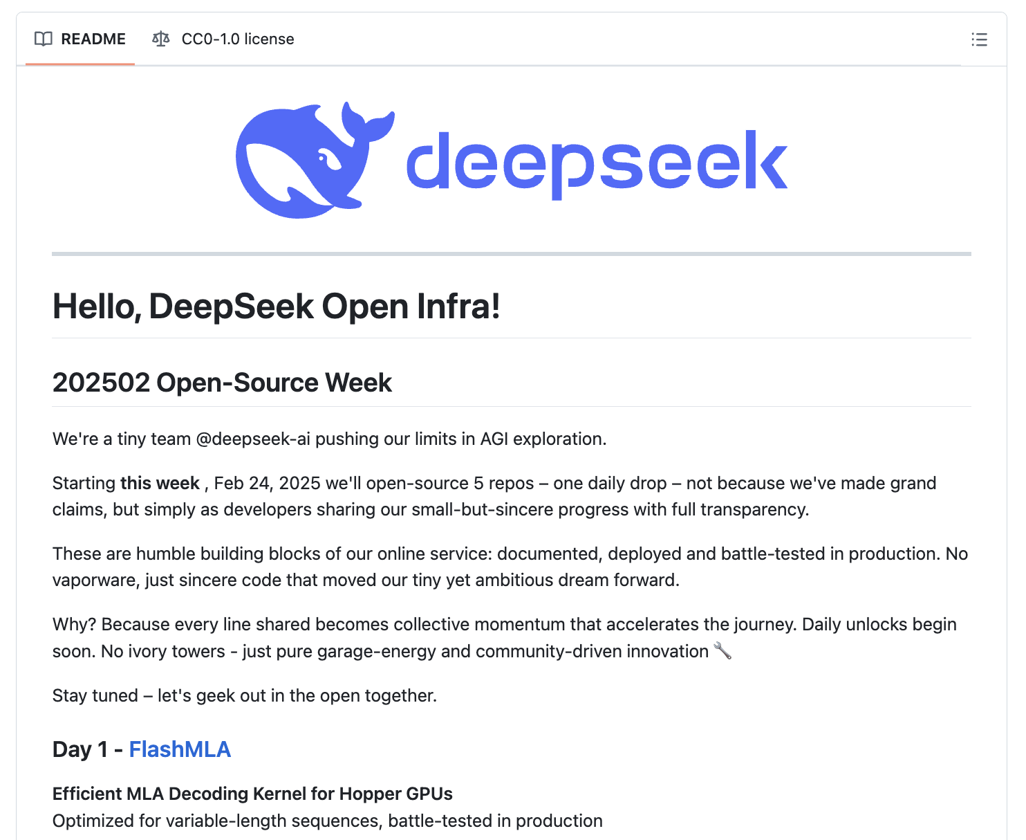 DeepSeek의 Open-Source Week GitHub 페이지