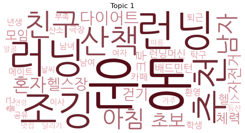 당근마켓 러닝크루 모집글 속 토픽을 분석한 결과 - 친목과 네트워킹 토픽
